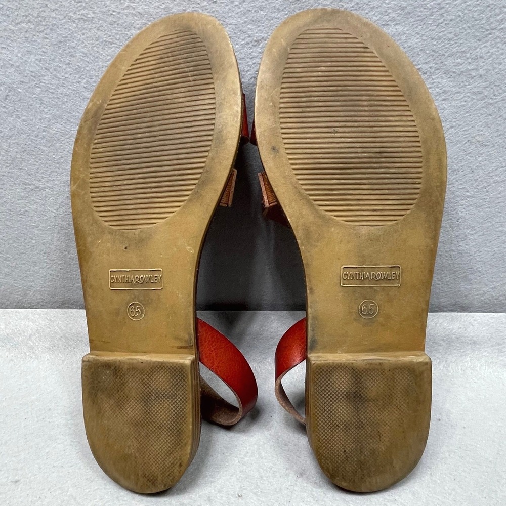 Cynthia Rowley Strappy Slingback Sandals Womens 6.5 Cognac Brown Leather - Picture 9 of 10